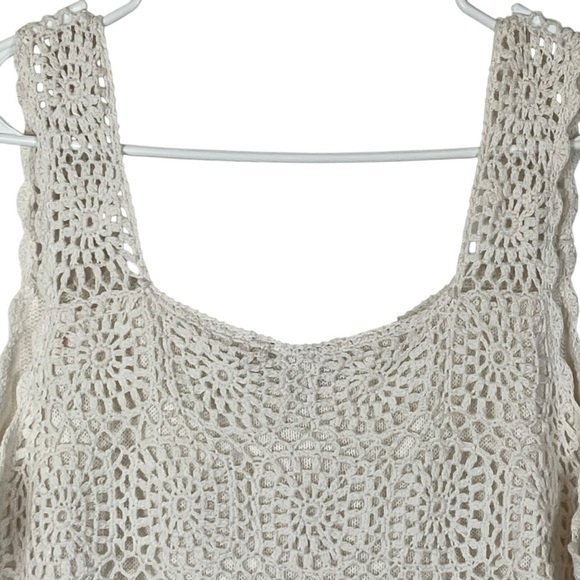 Vintage Faded Glory Crocheted Women’s Cream Tank Top Sweater Size 1X or 2X ? - Picture 3 of 8